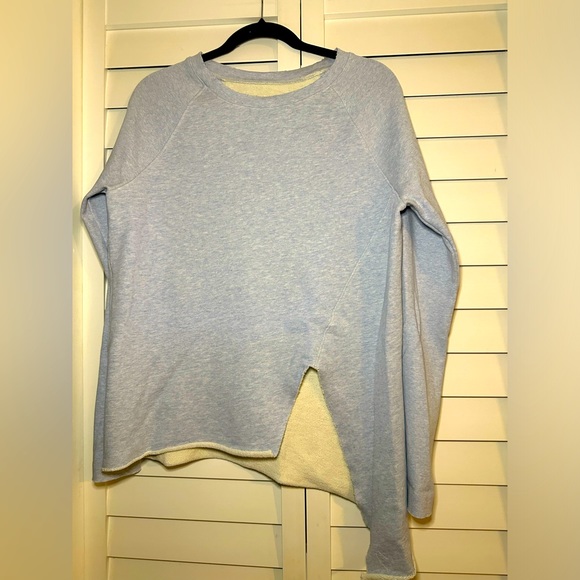 Frank & Eileen Sweatshirt Tee Lab M Baby Blue EUC Cool Asymmetrical Made in USA - Picture 1 of 9